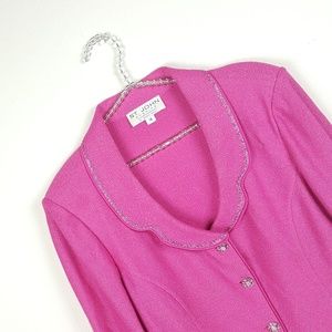 ST JOHN Jeweled Collar Santana Knit Blazer